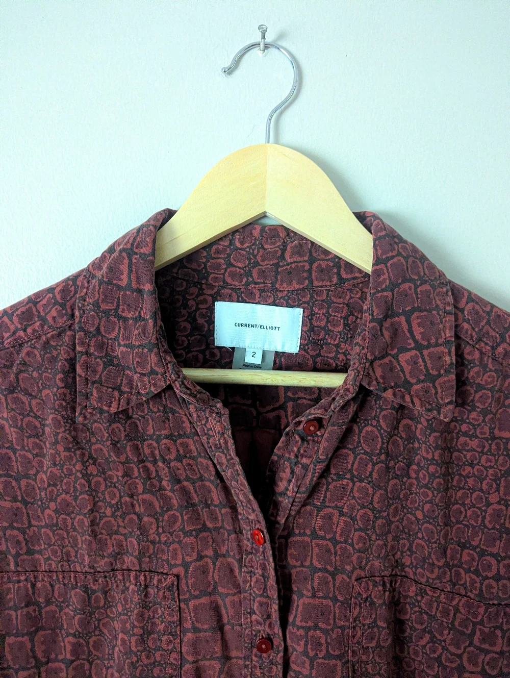 Current Elliot Maroon Croc Shirt - Picture 4 of 4
